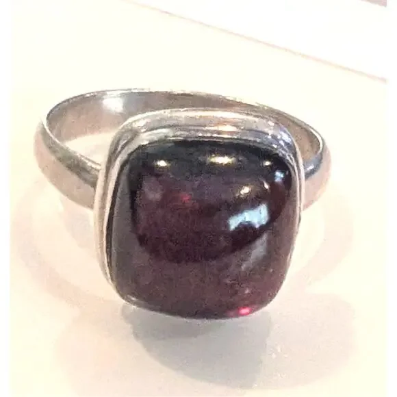 Vintage Sterling Silver Natural Amethyst Ring Size 10 Square - Picture 8 of 12